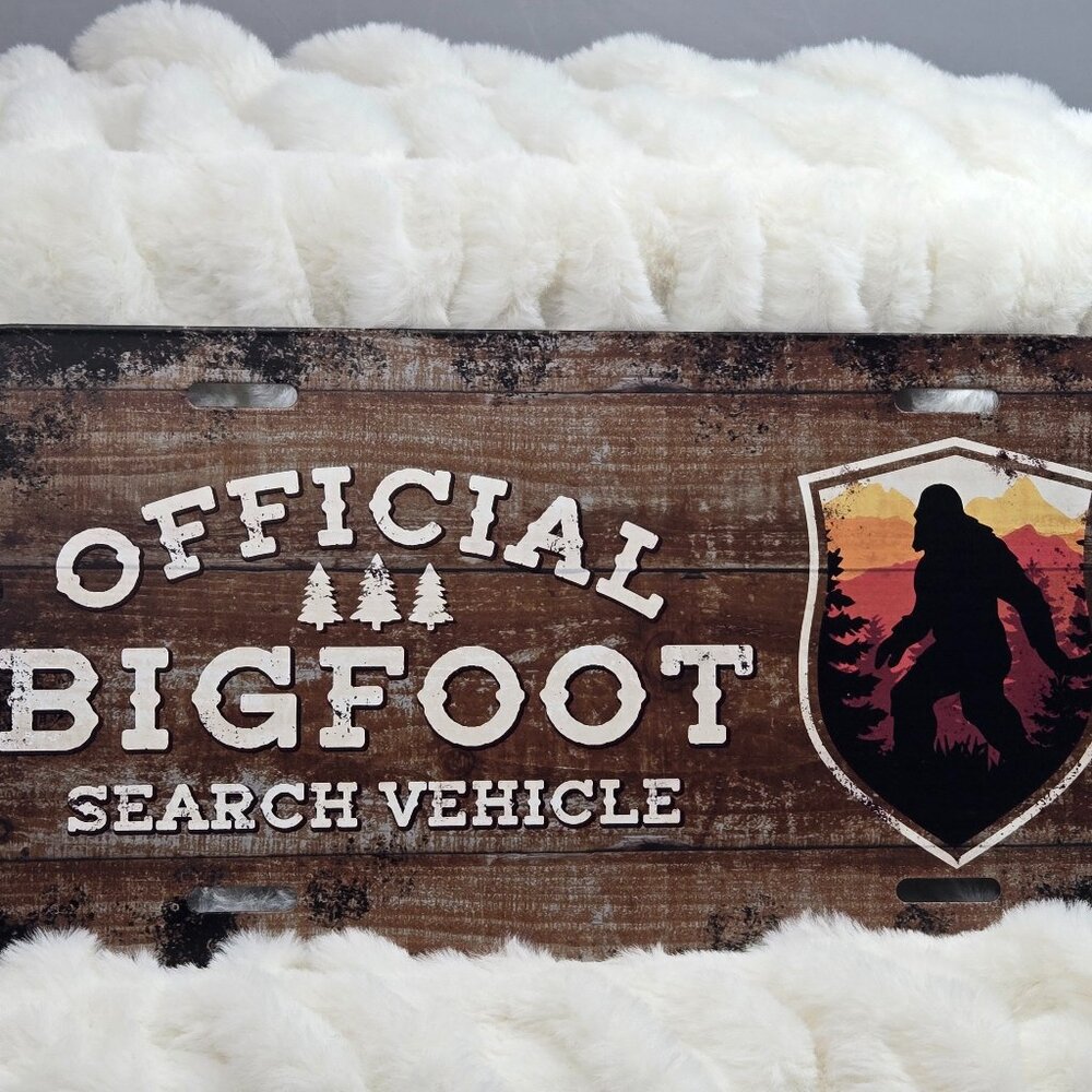 Official Bigfoot Search Vehicle Aluminum License Plate Powder Coated Rust Resist